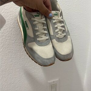 Puma Kids Gray and Green Sneakers
